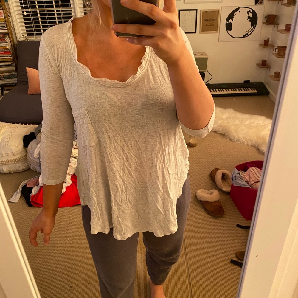 Pretty gray long sleeve with silky neck line!